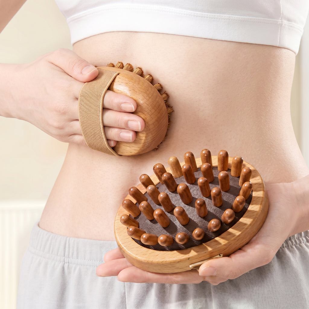 Brosse de Massage Anti-Cellulite – Soin Corps et Cuir Chevelu en Bois Naturel