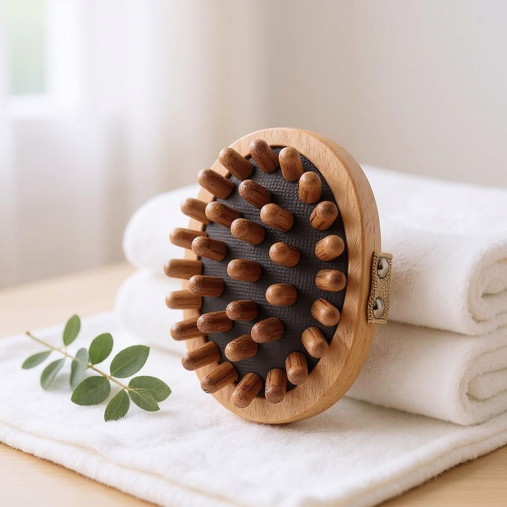 Brosse de Massage Anti-Cellulite – Soin Corps et Cuir Chevelu en Bois Naturel